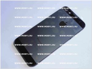 Задняя крышка для iPhone 5 (Чёрная) (NP) (в сборе со Средней частью + Держатель Сим карты Sim Holder + комплект внешних кнопок) ― MOBY1